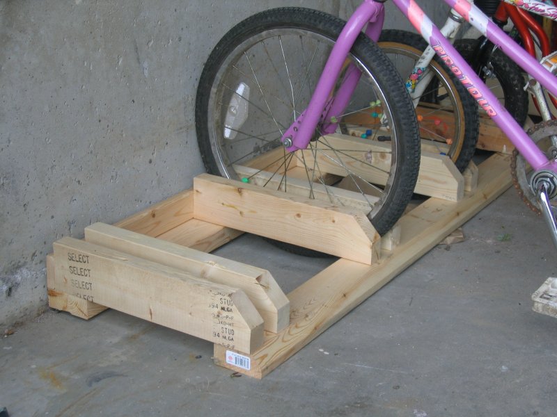 homemade wooden bike stand